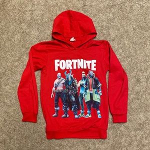 Boys FORTNIGHT hoodie sweatshirt excellent shape red size small/medium. Rare.